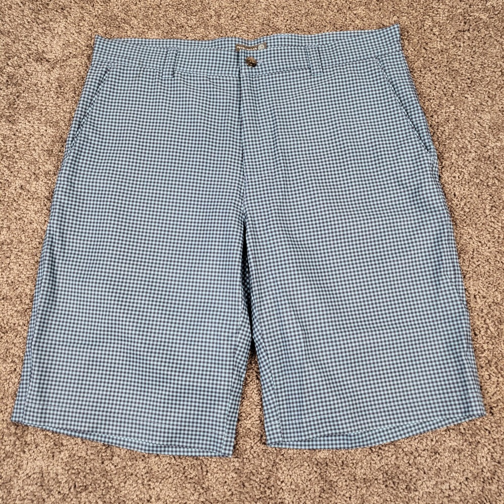 Peter Millar Water Shorts Mens 34 Blue Gingham Excellent Performance Golf